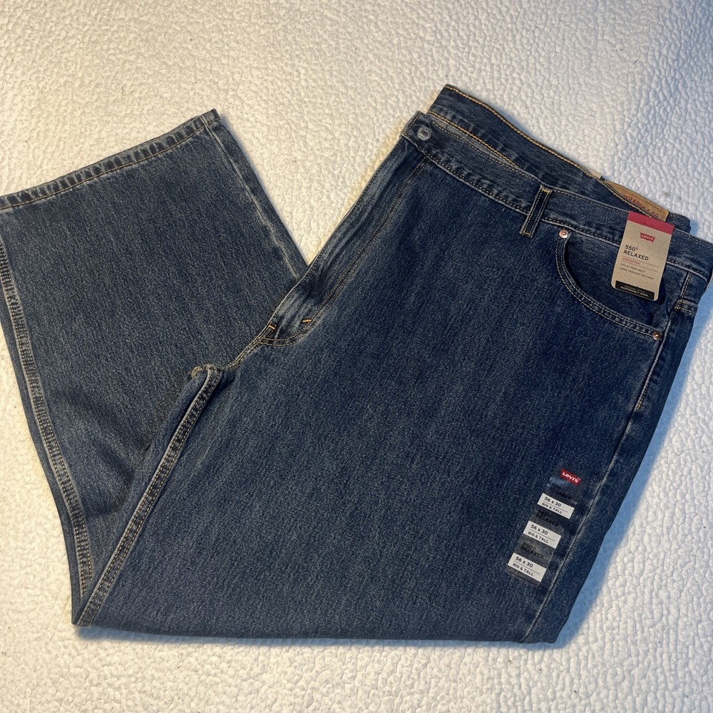 Levis 550 Jeans Mens 56x30 Blue Relaxed Fit Tapered Leg Big Tall Denim Pants